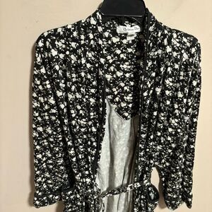 RARE Christian Dior Vintage Black & White Floral Robe- Size Small